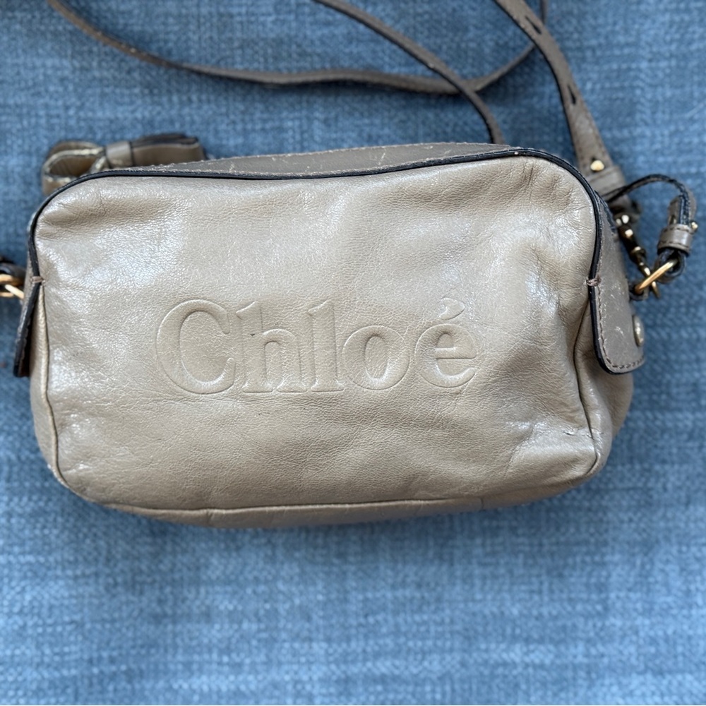 Chloe Beige 2 Way Leather Crossbody Bag